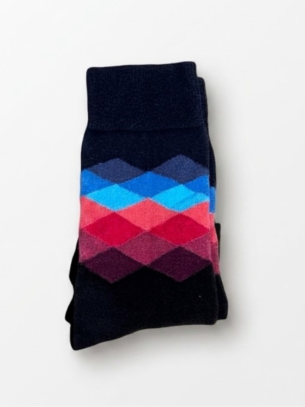 Happy Socks Unisex Colorful Argyle Crew Socks OSFM Multi-Color Blue Red Black